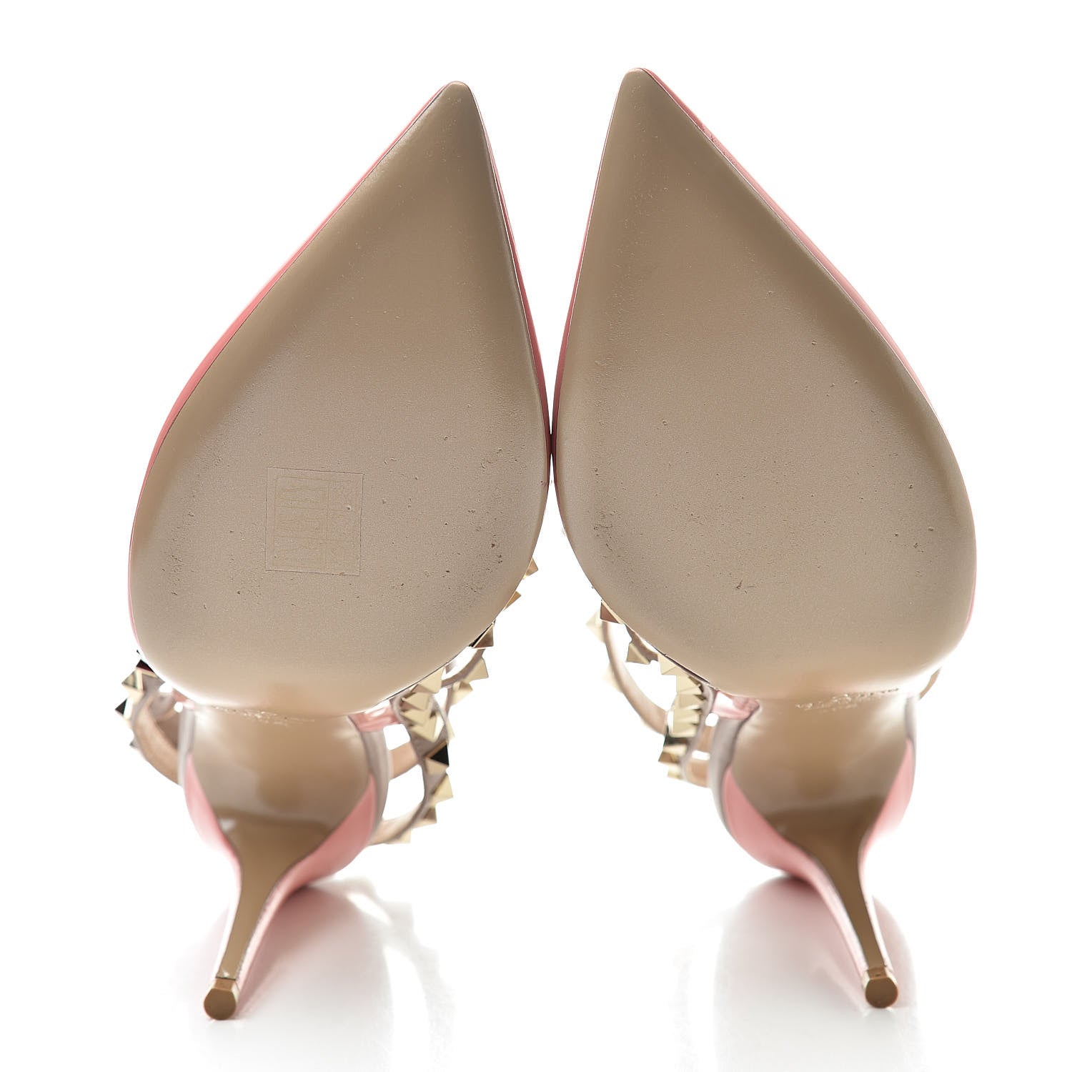 Valentino Garavani Patent Rockstud Ankle Strap Pumps 40.5 Tropical Sunrise Poudre 5 of 10