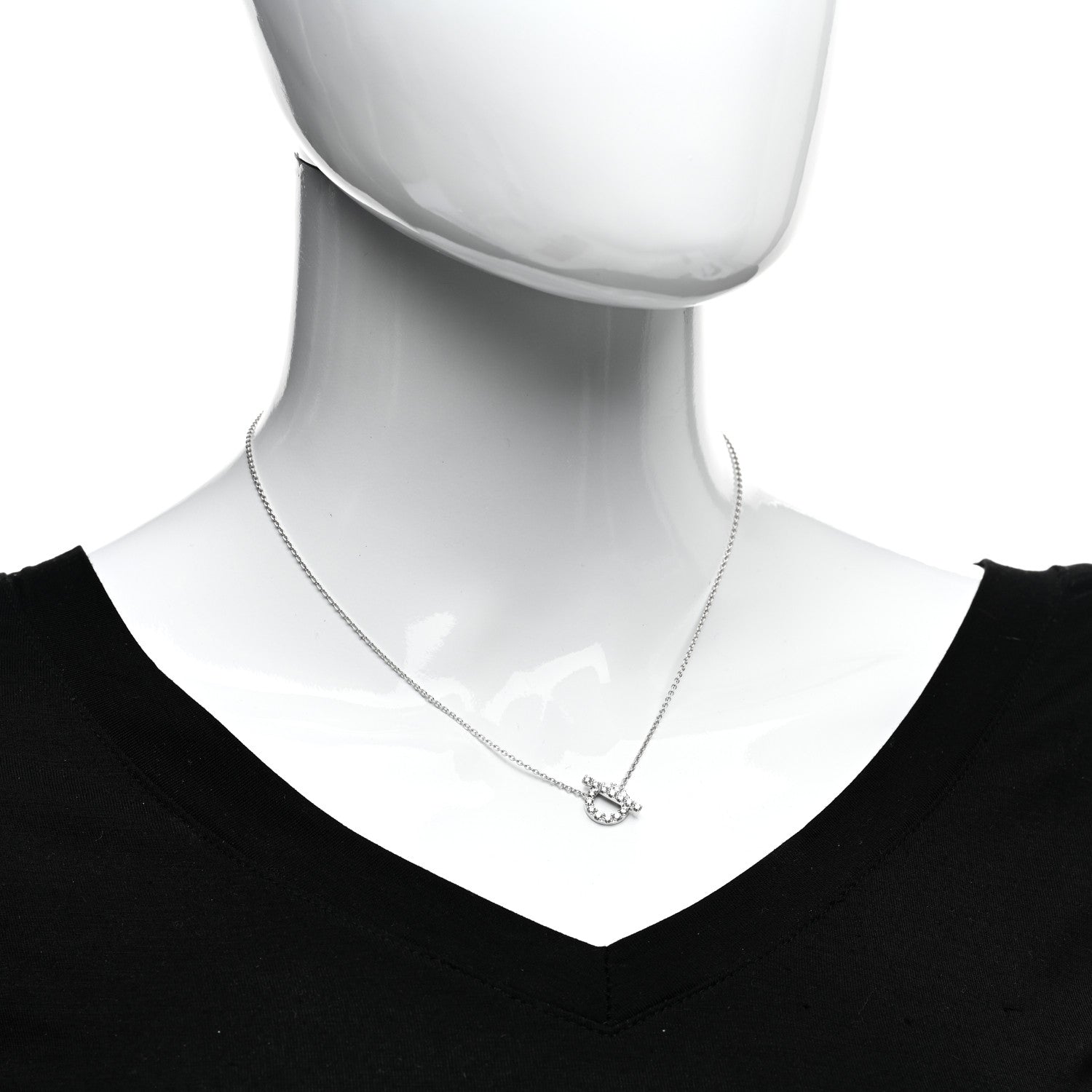 Hermes 18K White Gold Diamond Finesse Pendant Necklace 2 of 5