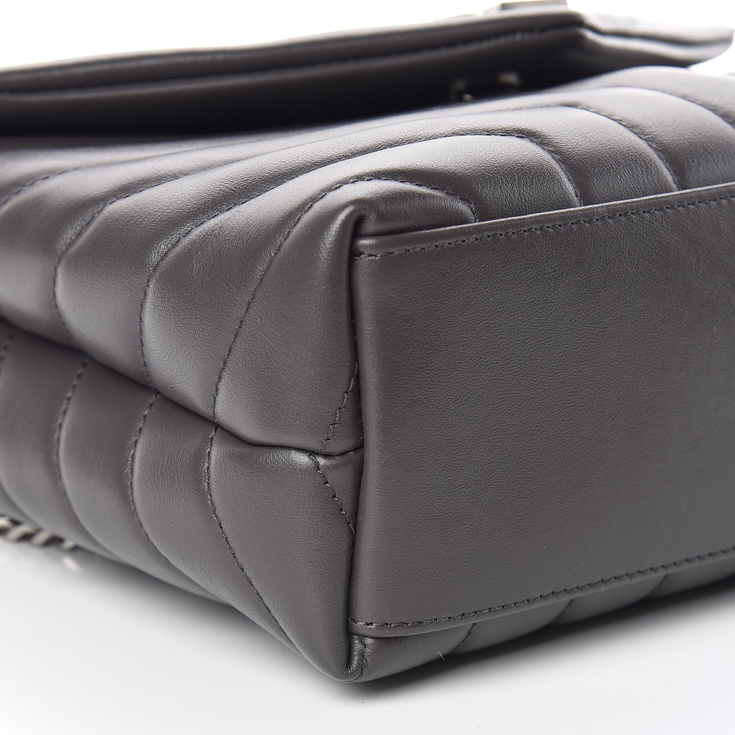 Saint Laurent Calfskin Y Quilted Monogram Small Loulou Chain Satchel Asphalt 10 of 11
