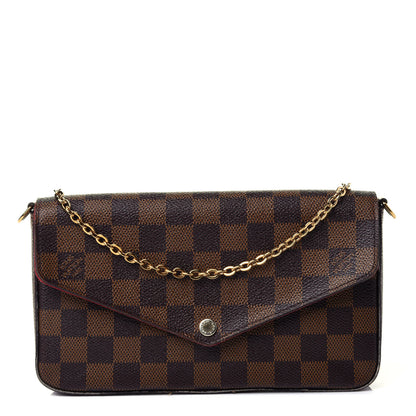 Louis Vuitton Damier Ebene Pochette Felicie Chain Wallet 1 of 6