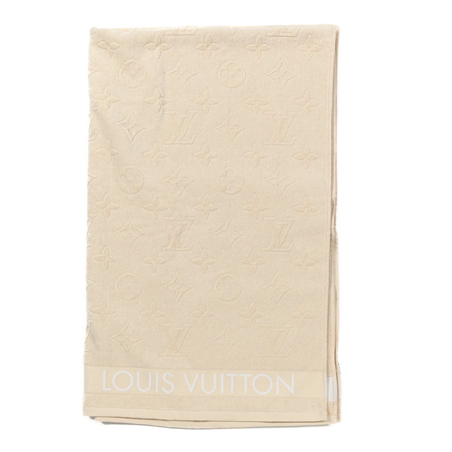Cotton Monogram Classic Beach Towel Beige