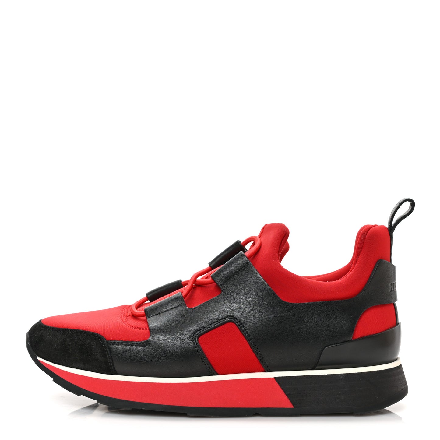 Technical Canvas Calfskin Goatskin Womens Player Sneakers 35 Rouge Black