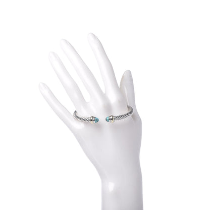 David Yurman Sterling Silver 14K Yellow Gold Turquoise 5mm Cable Classics Bracelet 2 of 5
