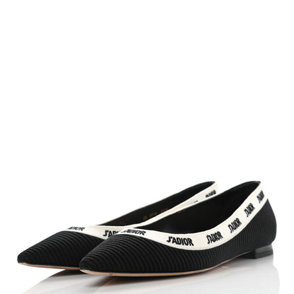 Christian Dior Fabric Ribbon Embroidered J'Adior Ballet Flats 36.5 Black 3 of 10