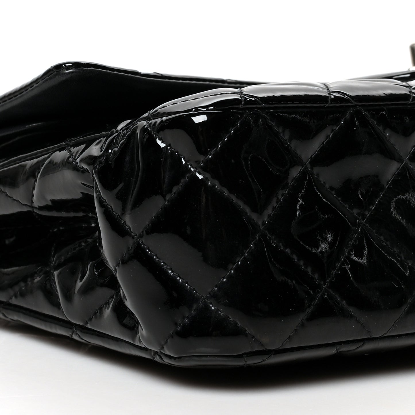 Patent Quilted Medium Double Flap Black