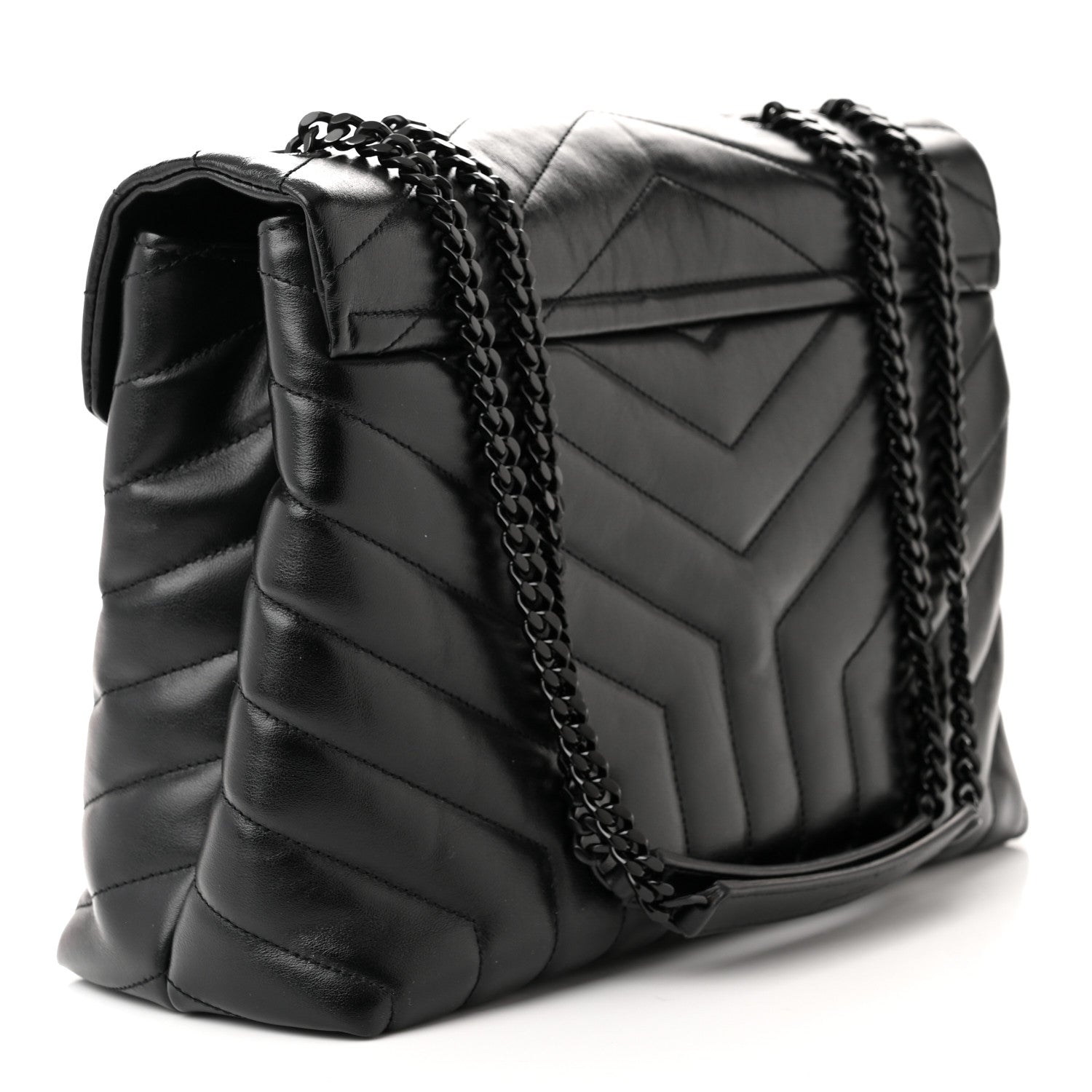 Saint Laurent Calfskin Y Quilted Monogram Monochrome Medium Loulou Chain Satchel Black 3 of 10