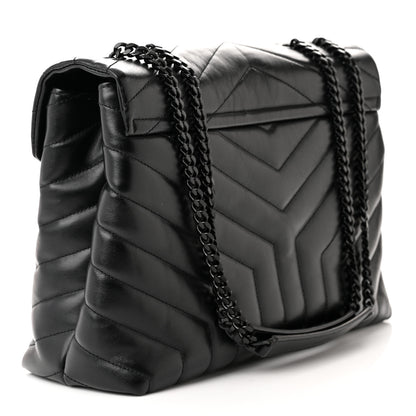 Saint Laurent Calfskin Y Quilted Monogram Monochrome Medium Loulou Chain Satchel Black 3 of 10