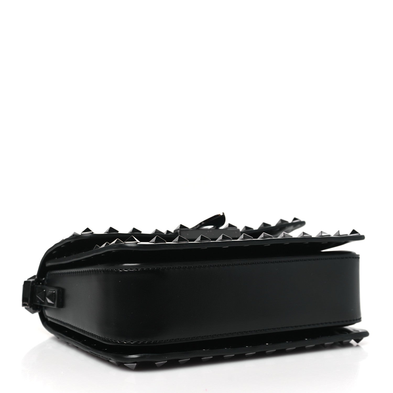 Valentino Garavani Smooth Calfskin Enamel Tonal Small Rockstud23 Shoulder Bag Black 4 of 9