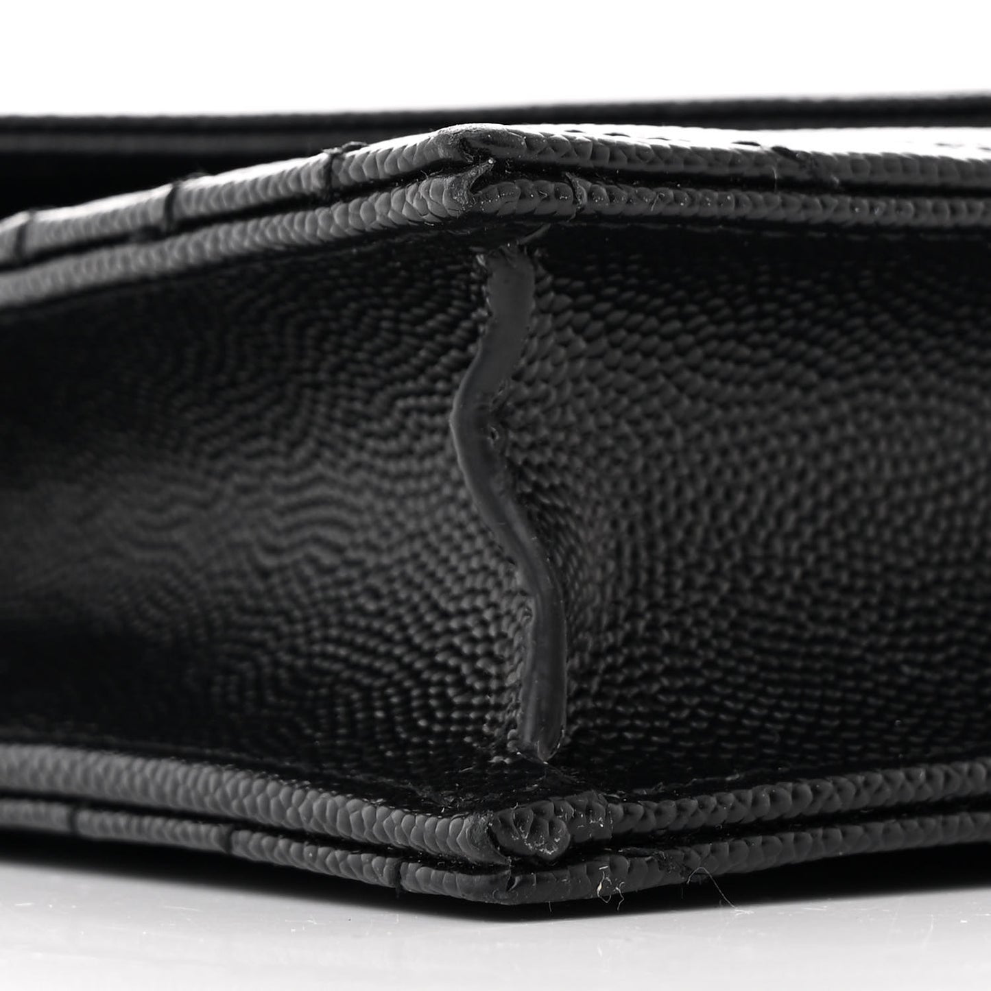 Grain De Poudre Matelasse Chevron Monogram Envelope Chain Wallet Black