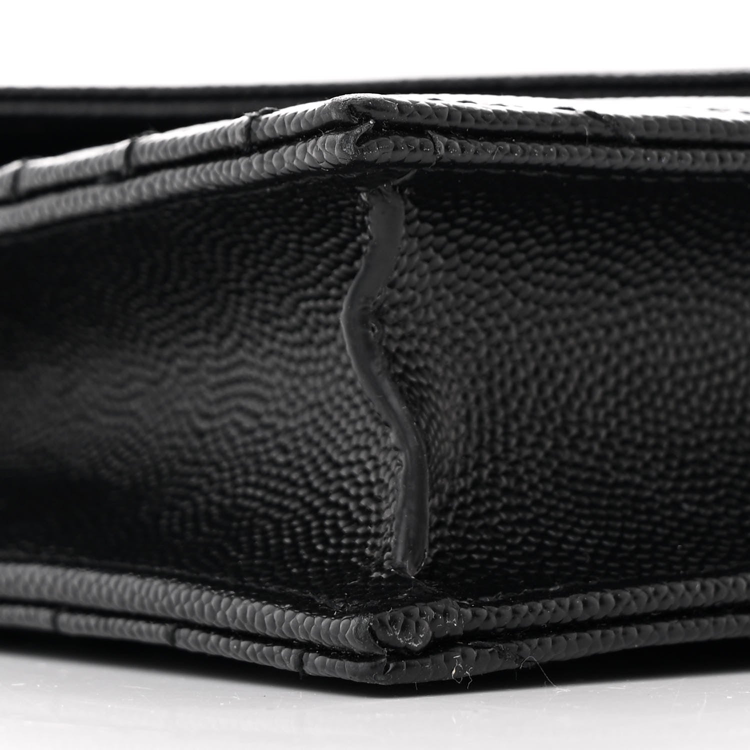 Saint Laurent Grain De Poudre Matelasse Chevron Monogram Envelope Chain Wallet Black 10 of 12