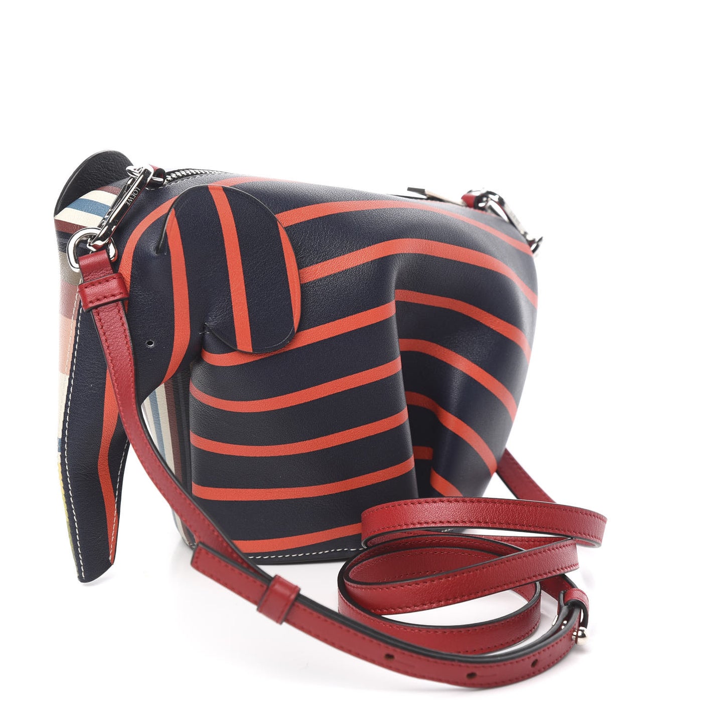 Calfskin Mini Stripe Elephant Crossbody Bag Multicolor