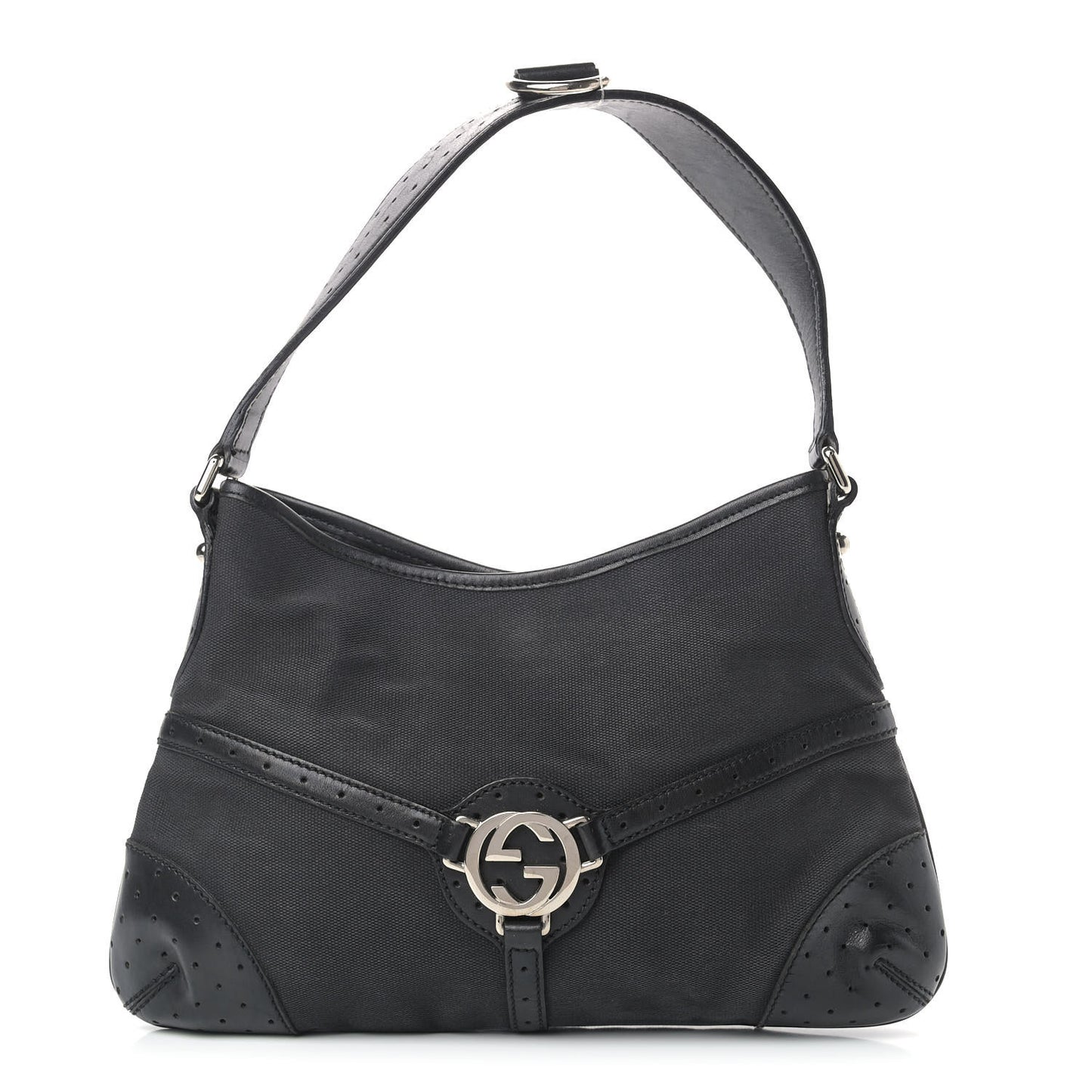 Canvas GG Reins Shoulder Bag Black