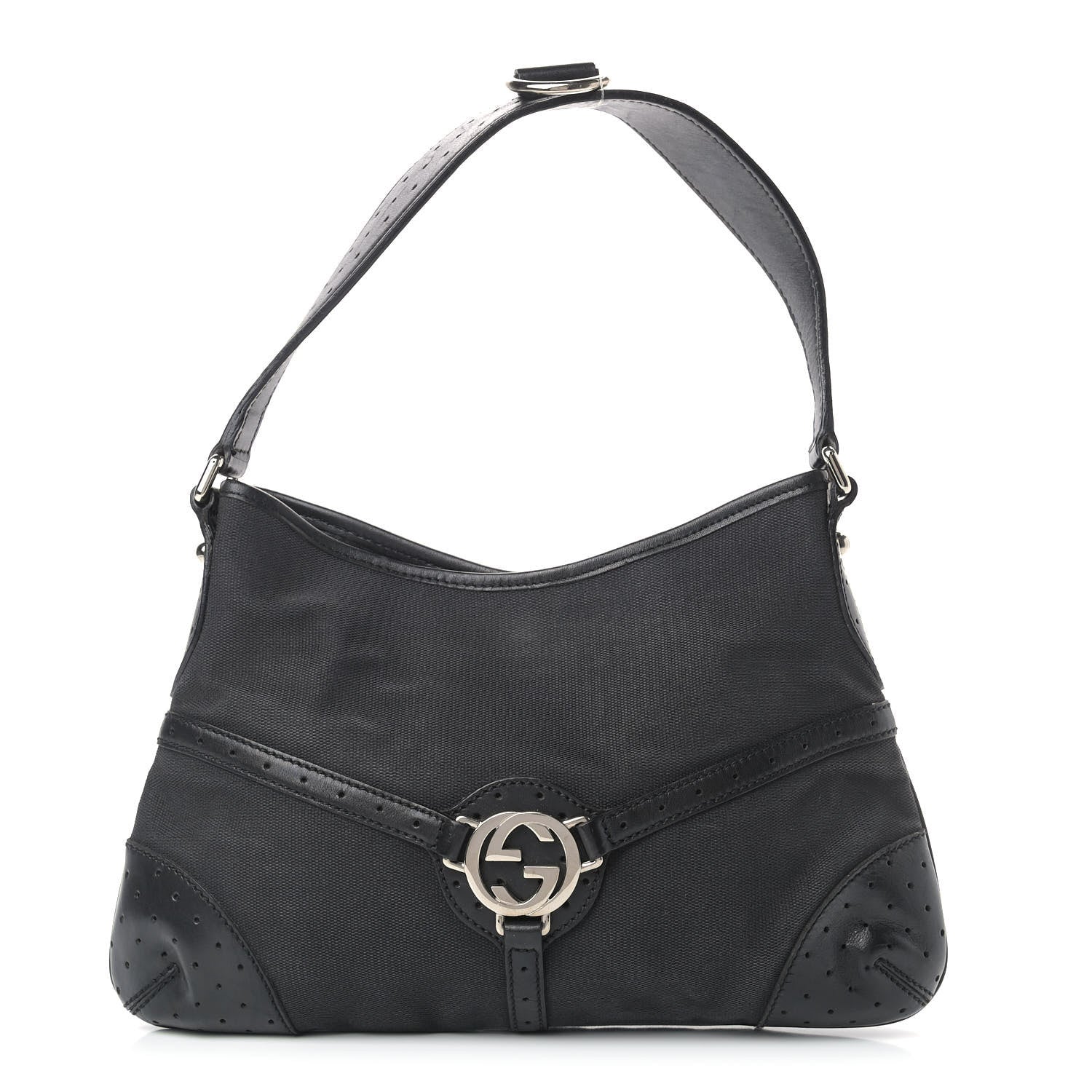 Gucci Canvas GG Reins Shoulder Bag Black 1 of 10