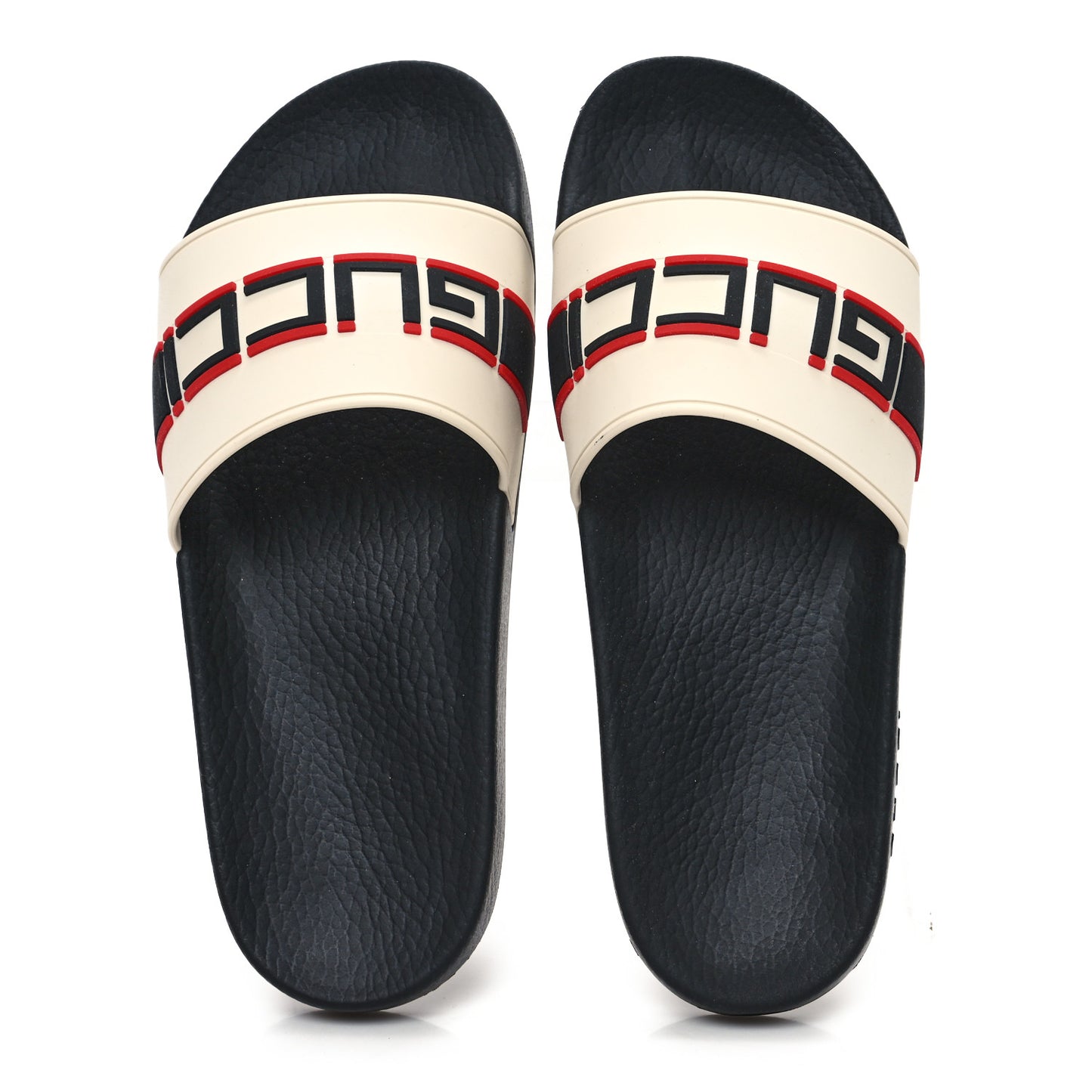 Rubber Stripe Mens Pool Slide Sandals 9 Ecru Poppy Black