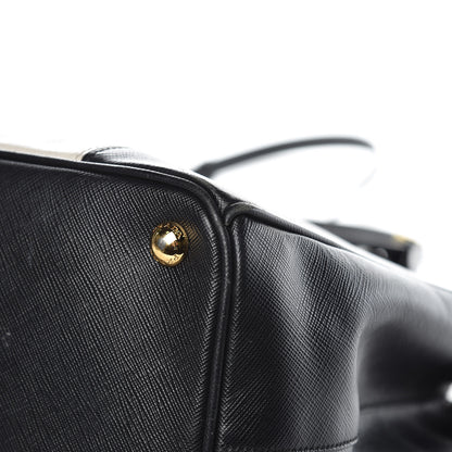 Prada Saffiano Lux Colorblock Medium Galleria Double Zip Tote Black Talco 12 of 16