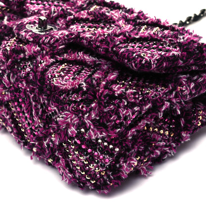 Chanel Crystal Tweed Quilted Medium Double Flap Purple Multicolor 8 of 8