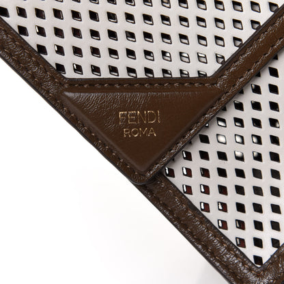 Fendi Vitello Liberty Glossy Lambskin F is Fendi Perforated Kan U Shoulder Bag White Ice Rust Maya 7 of 9