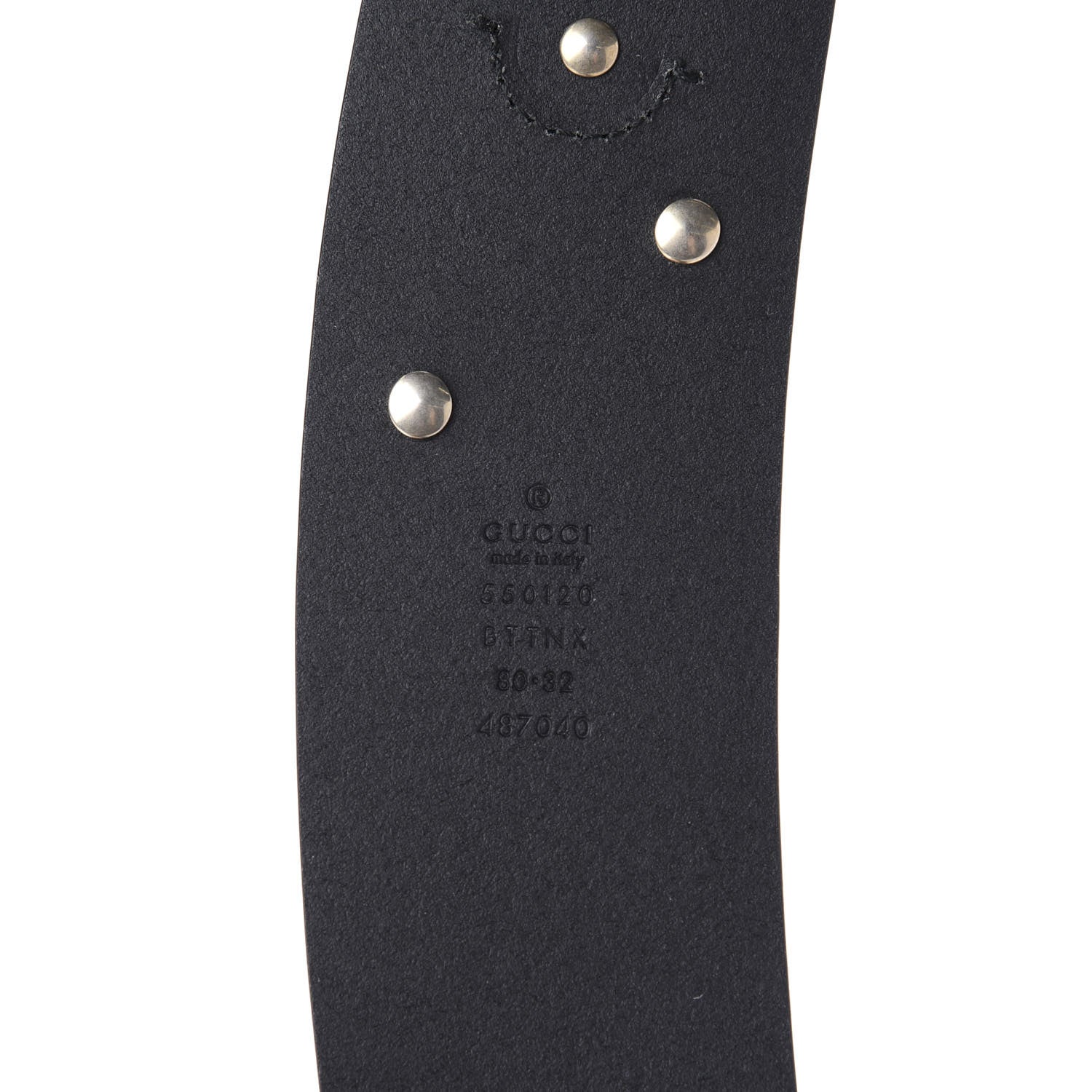 Gucci Calfskin Studded Torchon GG Marmont Selleria Belt 80 32 Black Multicolor 3 of 3