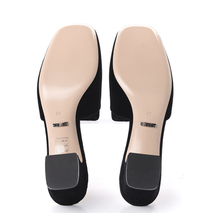 Gucci Velvet Crystal Square G Madelyn Mules 39 Black 5 of 10