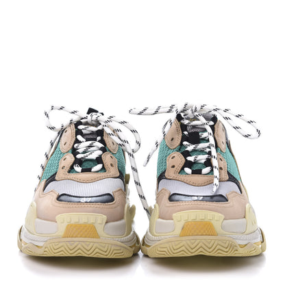 Balenciaga Fabric Mesh Womens Triple S Sneakers 37 Jaune Beige Vert Black Gris 2 of 7