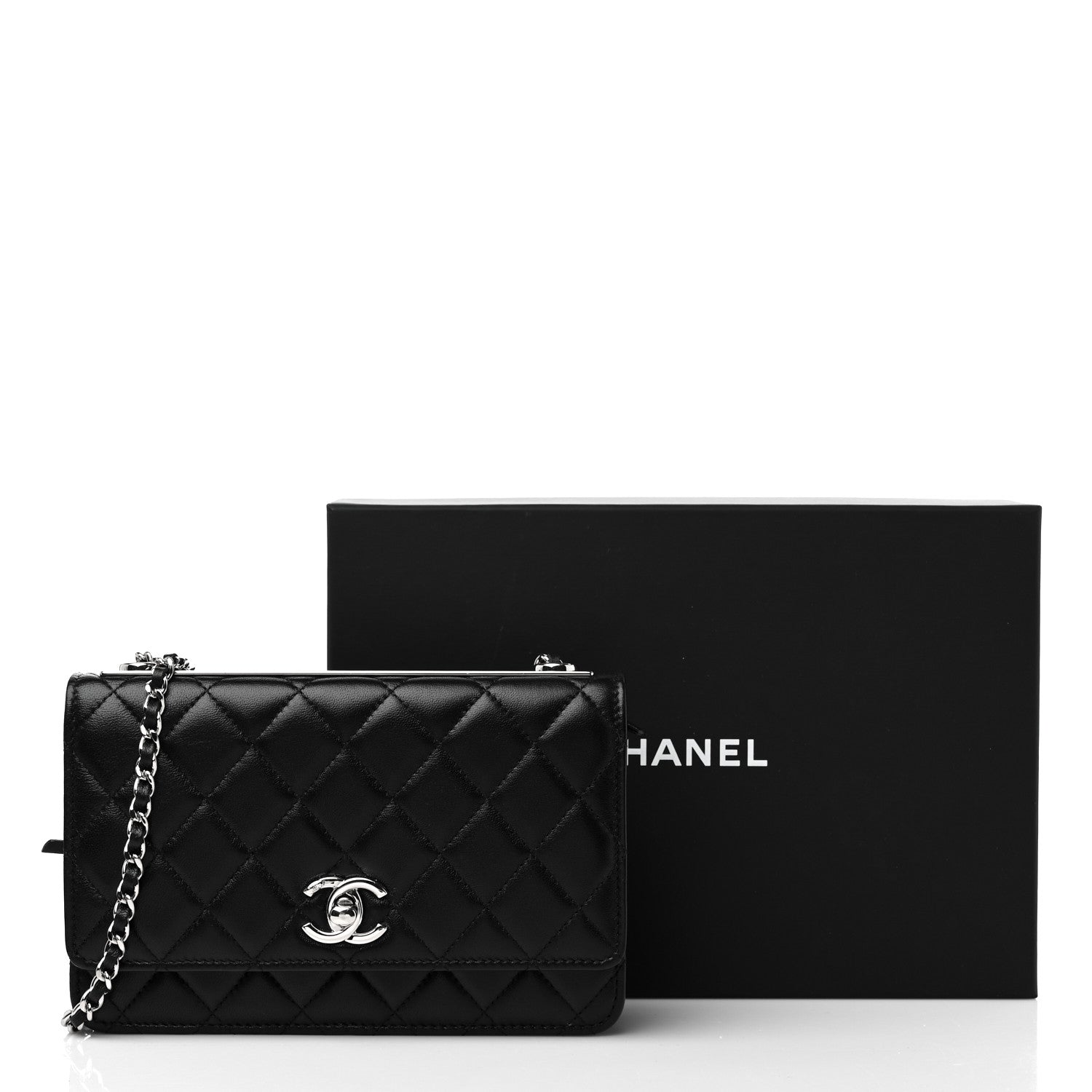 Chanel Lambskin Quilted Trendy CC Wallet On Chain WOC Black 10 of 10
