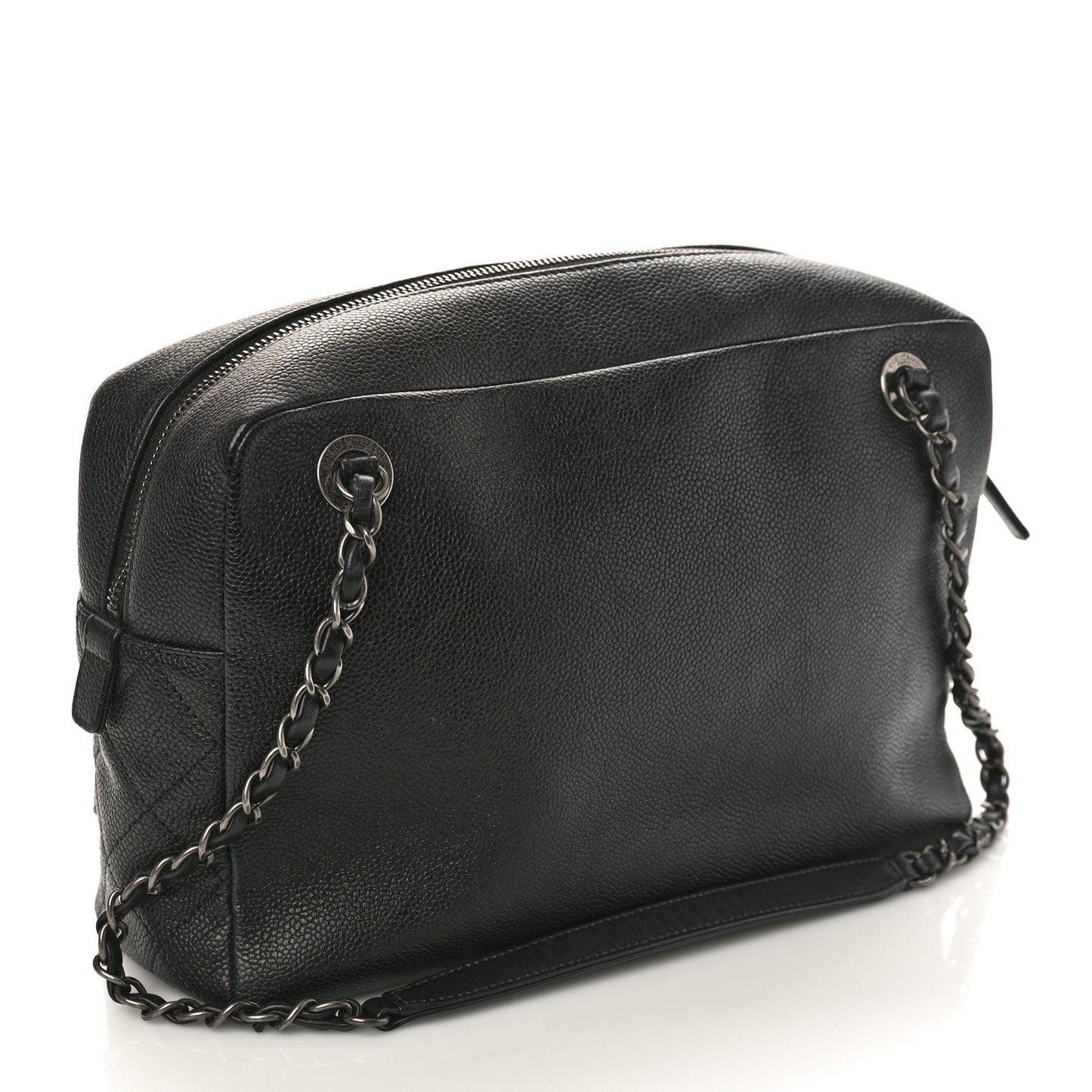 Caviar Quilted Large Coco Camera Case Black