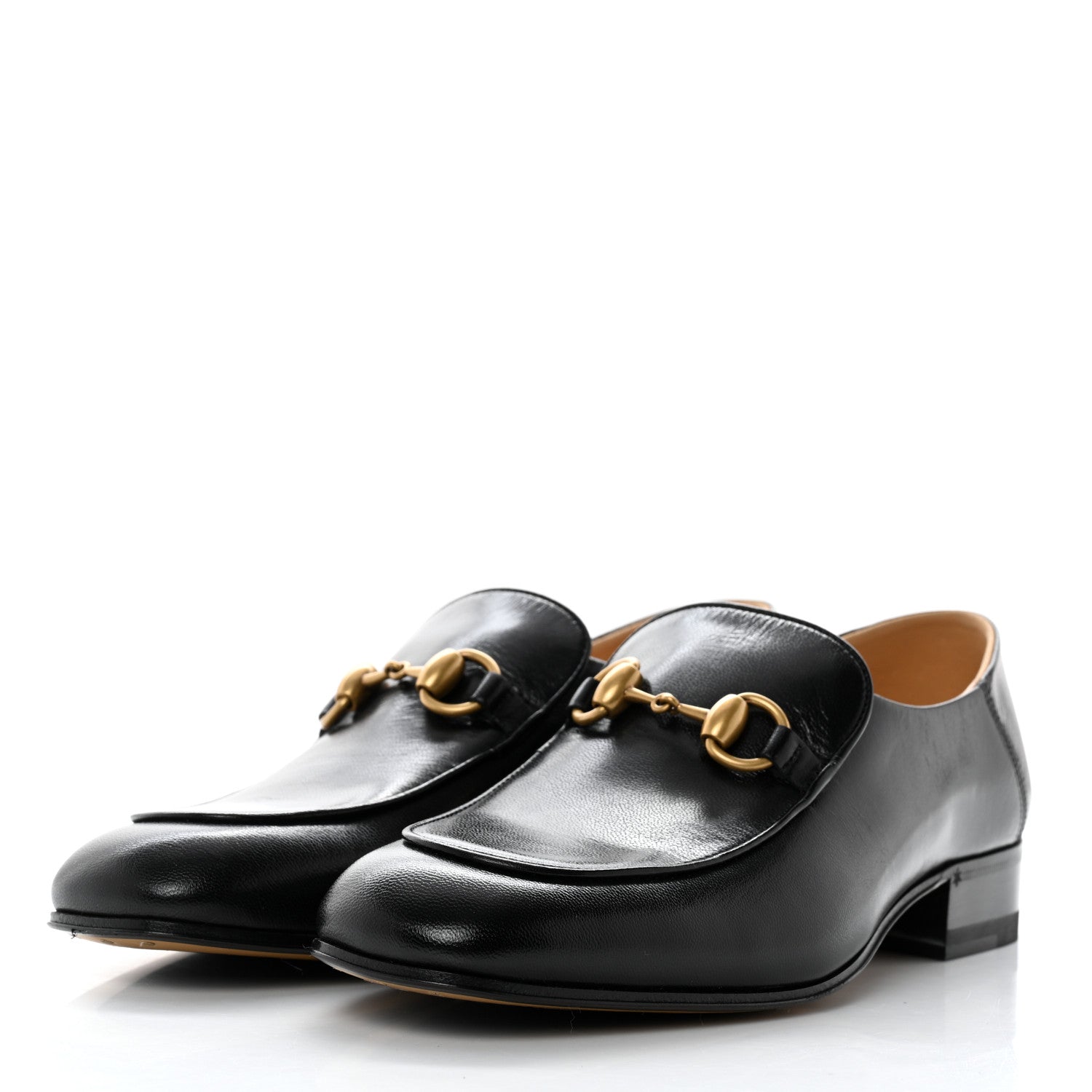Gucci Goatskin Womens Horsebit Mid-Heel Loafers 36.5 Black 3 of 9
