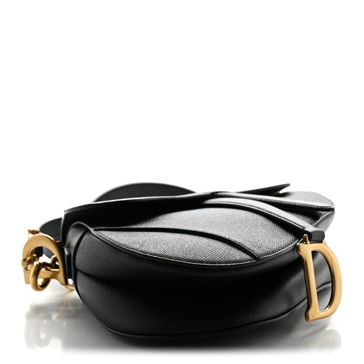 Christian Dior Grained Calfskin Saddle Bag With Strap Black 4 of 11