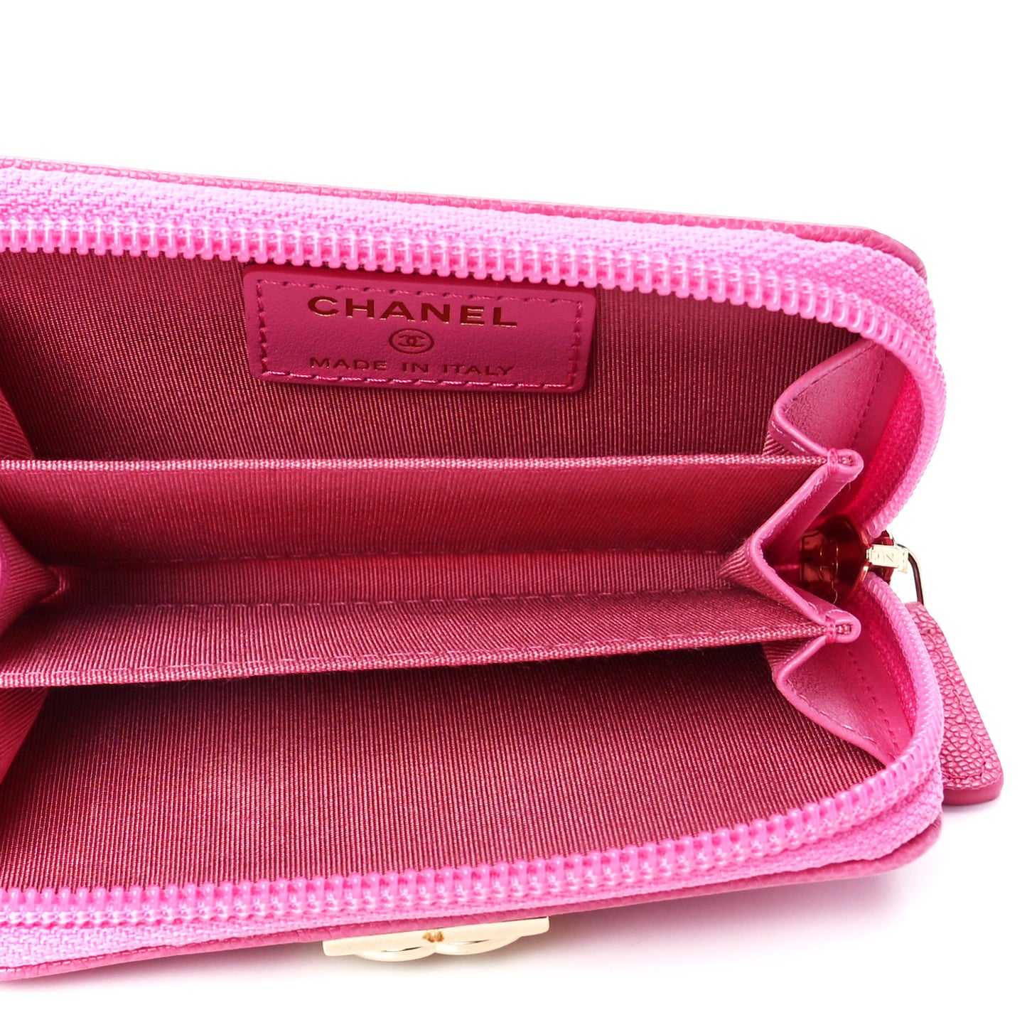 Caviar Chevron Quilted Boy Zip Around Coin Purse Wallet Pink