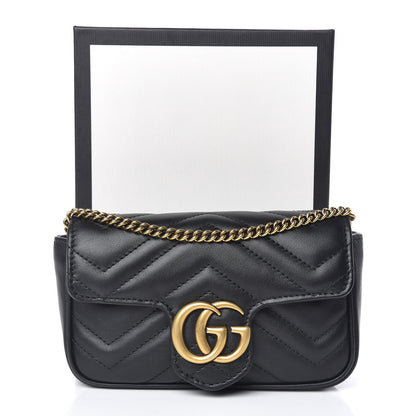Gucci Calfskin Matelasse Super Mini GG Marmont Shoulder Bag Black 11 of 11