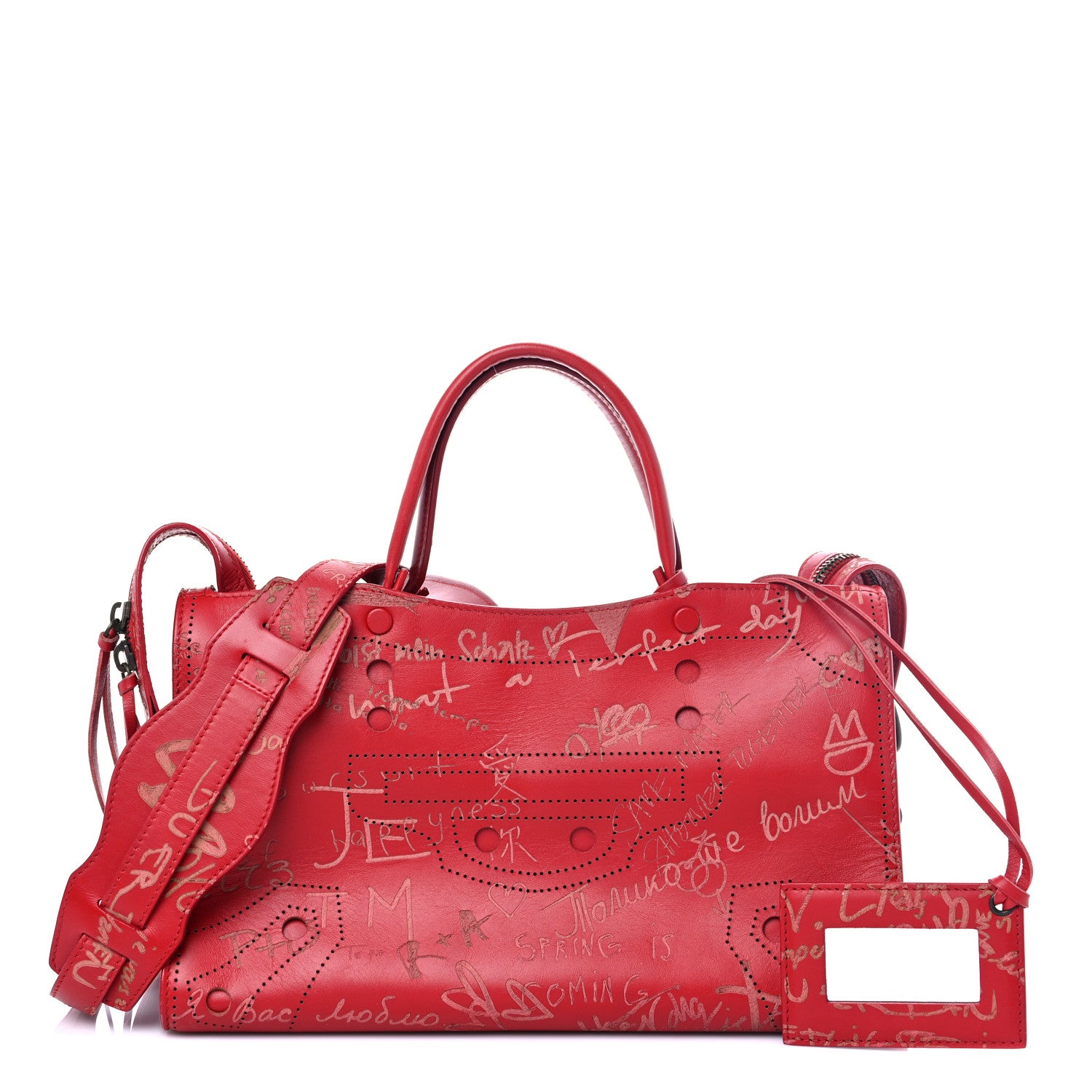 Balenciaga Calfskin Love Perforated Blackout Hardware S City Rouge Profond 1 of 18