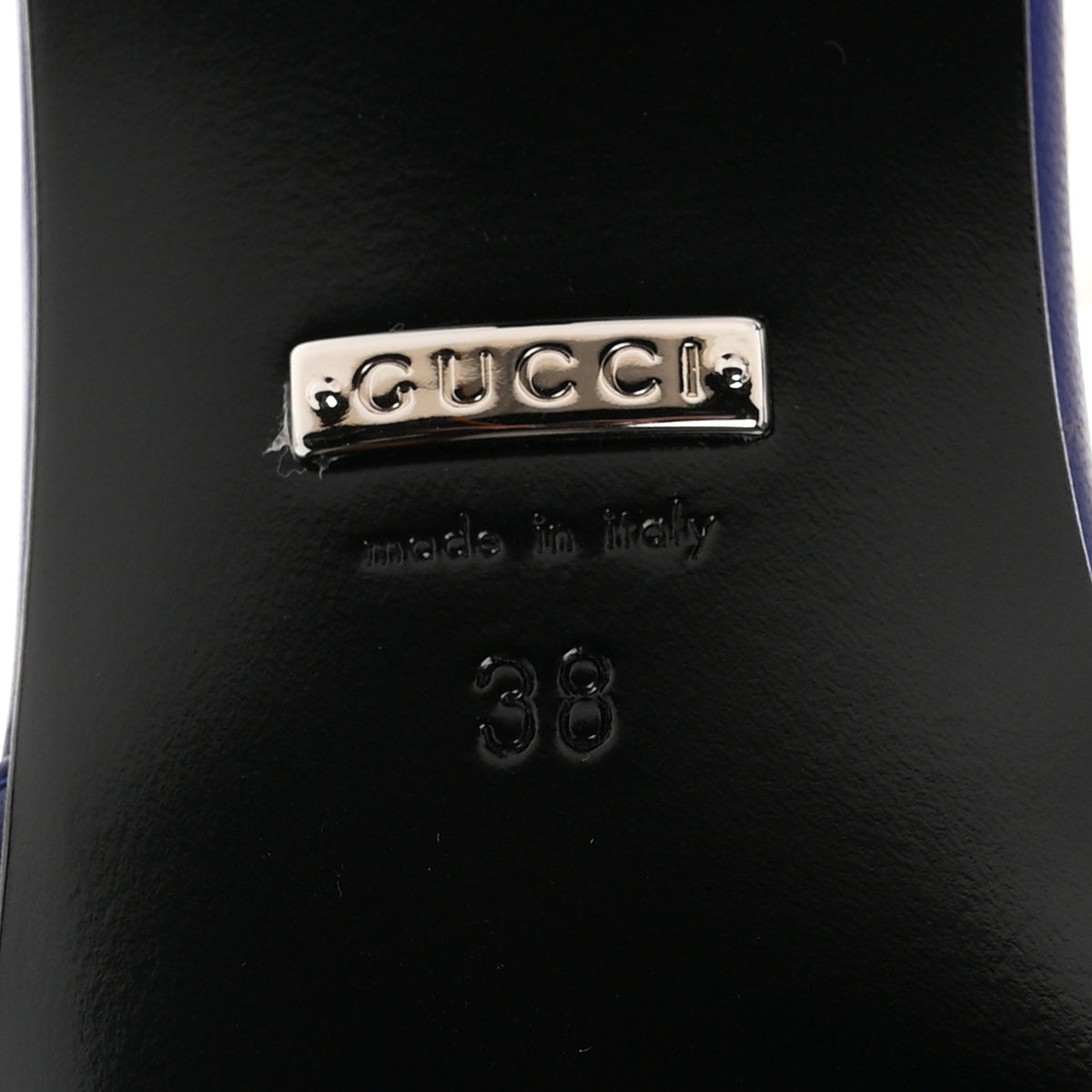 Gucci Tela Retino Nappa Charlotte Crystal GG Monogram Square G 35mm Slingback Pumps 38 Splash Net Blue Witch 7 of 9