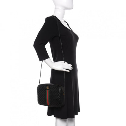 Gucci Calfskin Web Trapuntata Small GG Shoulder Bag Black 2 of 11