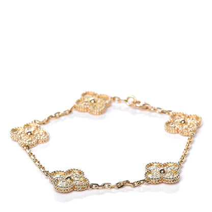 Van Cleef & Arpels 18K Yellow Gold 5 Motifs Vintage Alhambra Bracelet 1 of 6