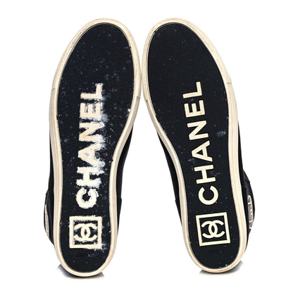Chanel Canvas CC High Top Sneakers 41 Black White 5 of 7