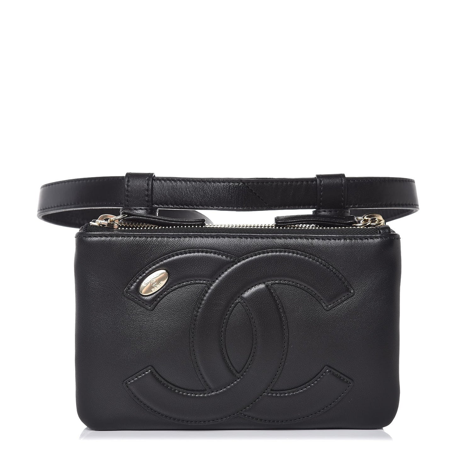 Lambskin CC Mania Waist Belt Bag Black