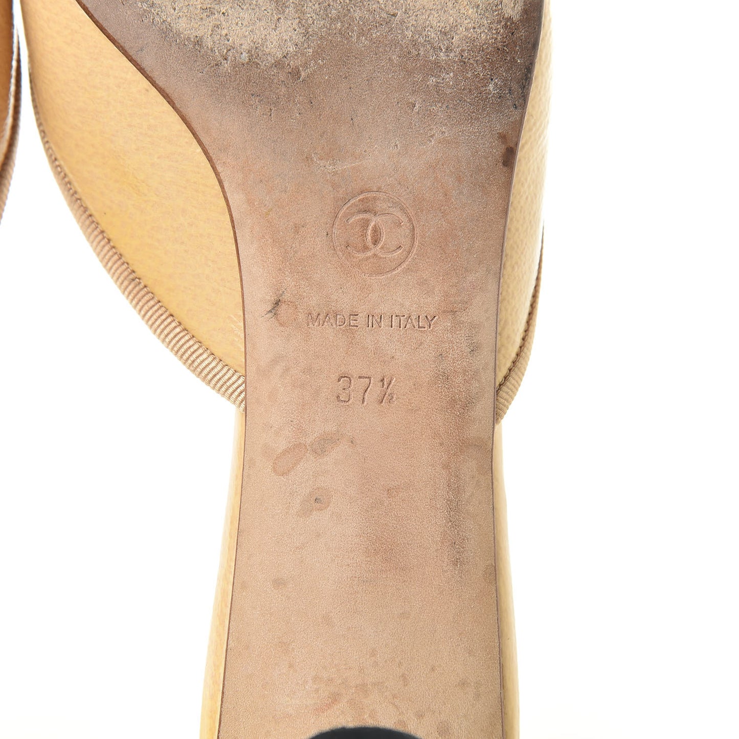 Lambskin Cap Toe CC Mules 37.5 Beige Black