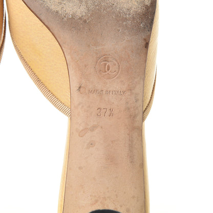 Chanel Lambskin Cap Toe CC Mules 37.5 Beige Black 8 of 14