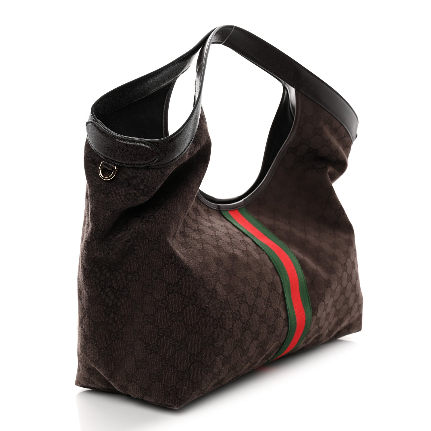 Gucci GG Monogram Web Large Giglio Tote Dark Brown 4 of 11