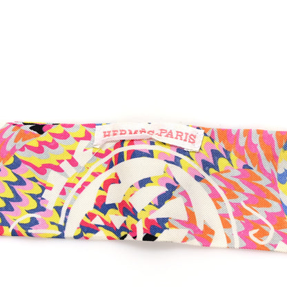 Hermes Silk Ex-Libris Marble Twilly Rose White Bleu 3 of 4