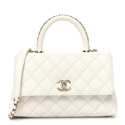 Chanel Caviar Quilted Mini Coco Chain Handle Flap White 1 of 12