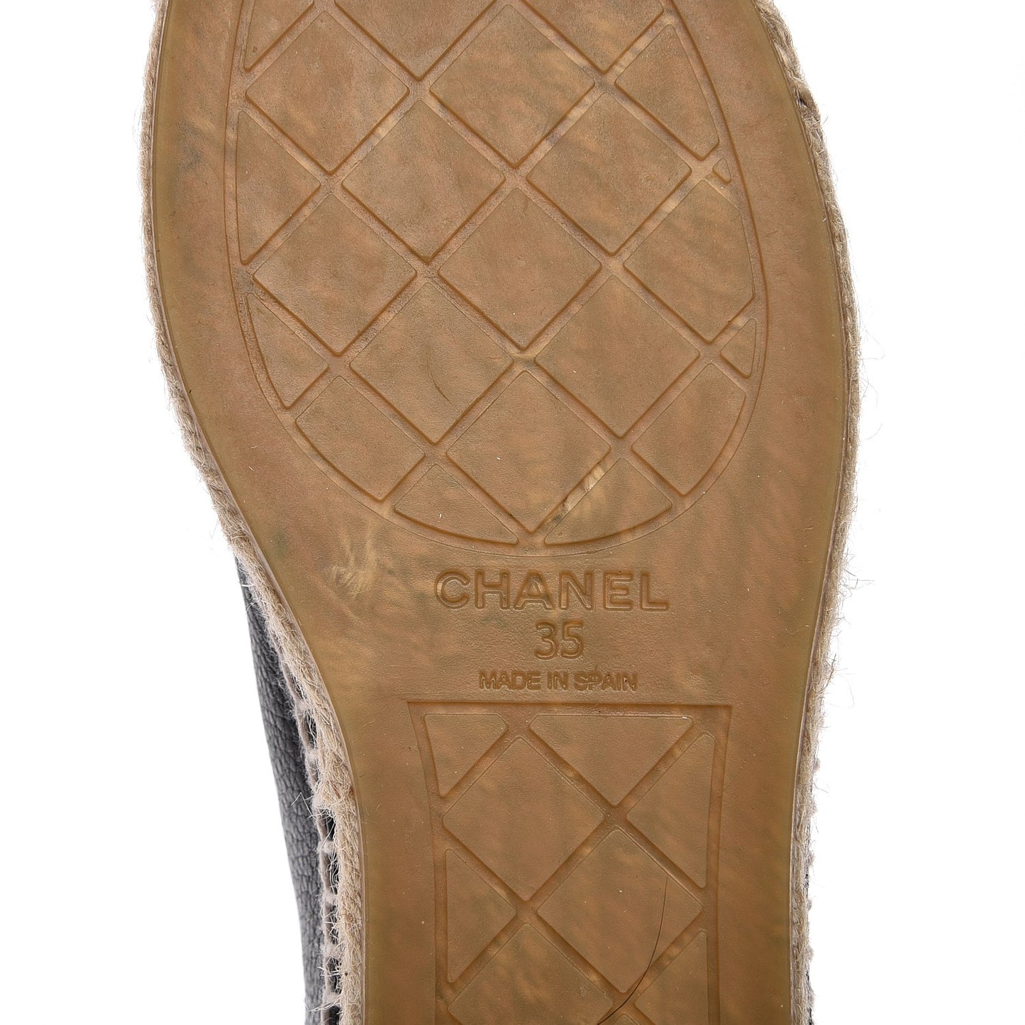 Grained Calfskin CC Espadrilles 35 Black