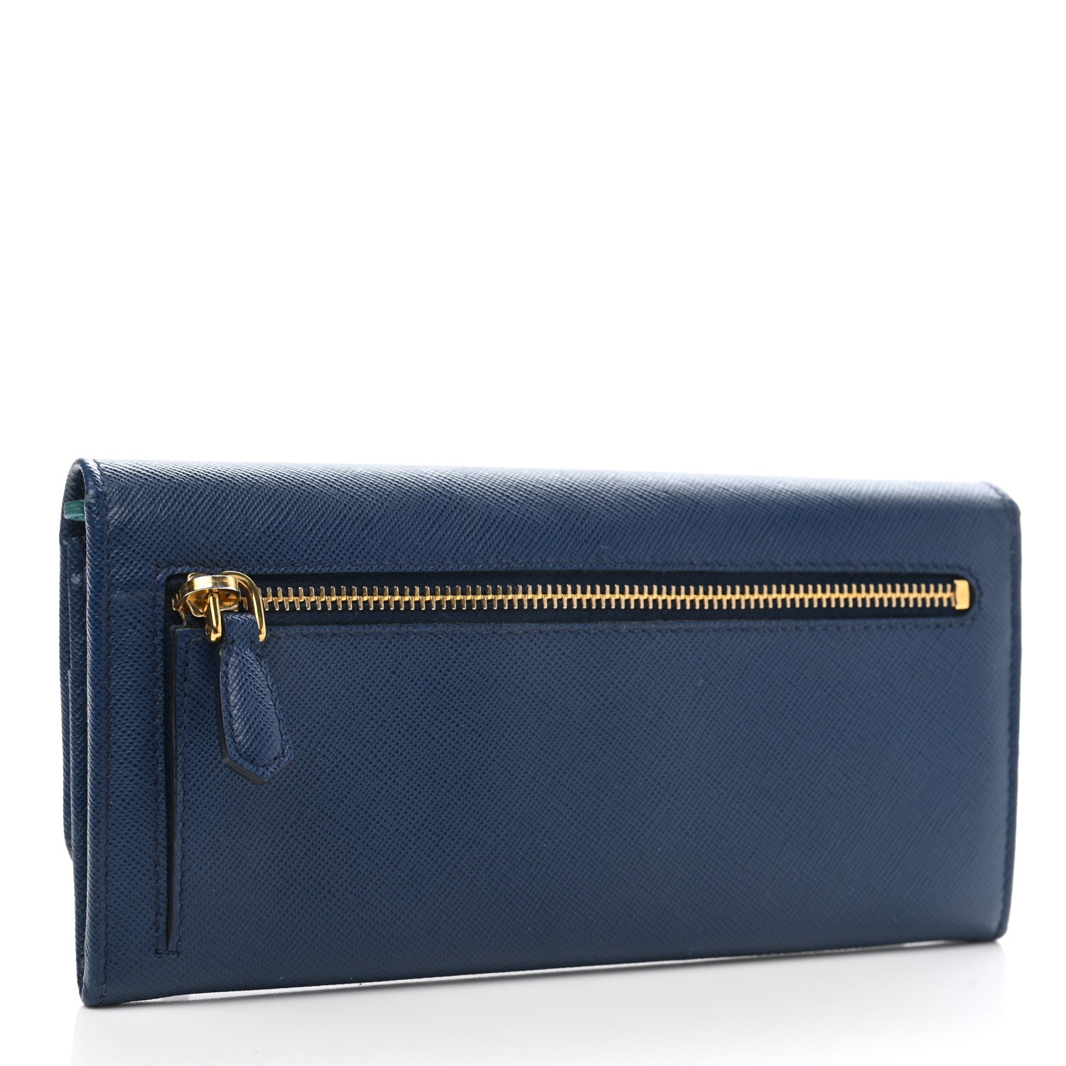 Prada Saffiano Metal Continental Flap Wallet Bluette Cobalto Turchese 4 of 8