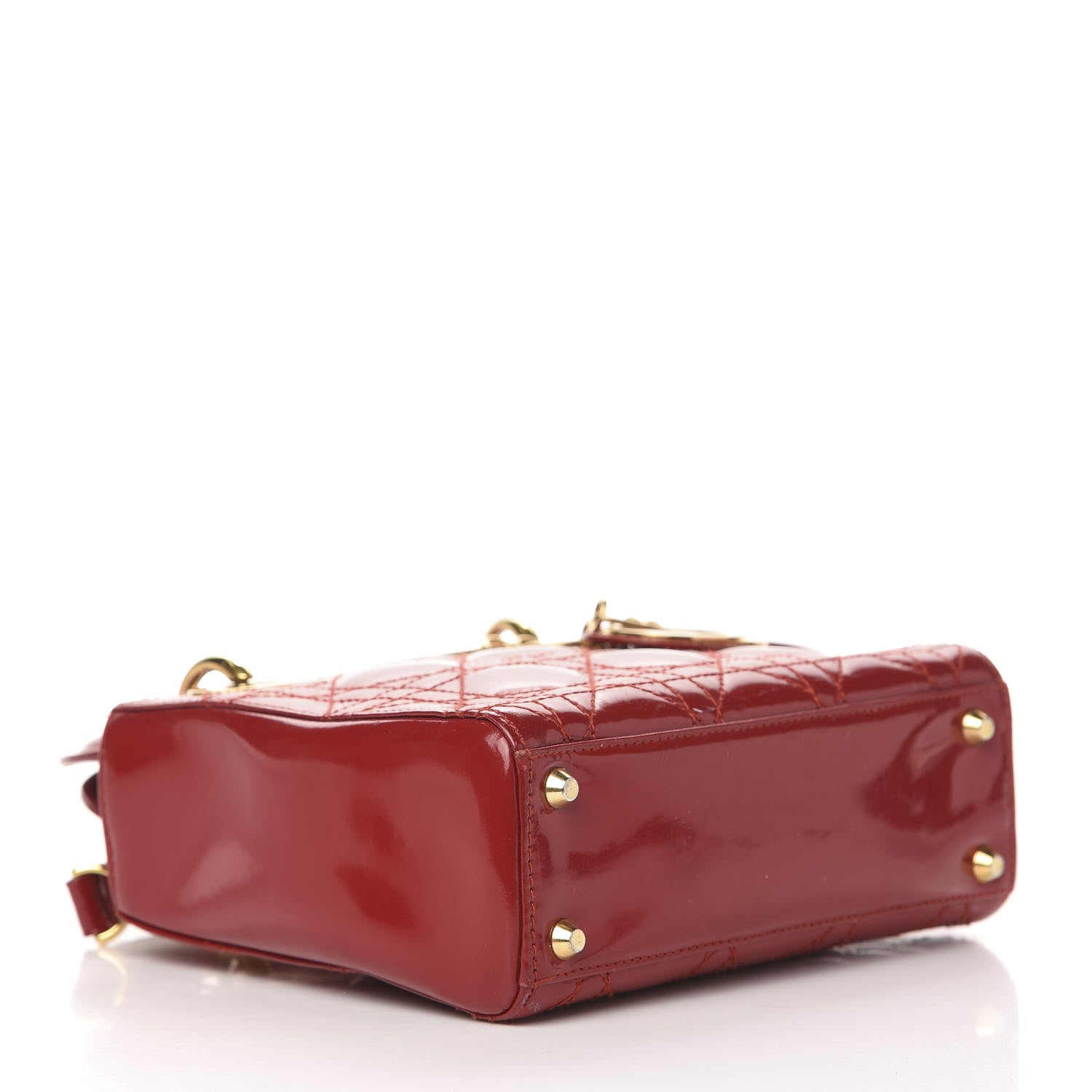Christian Dior Patent Cannage Mini Lady Dior Red 4 of 17