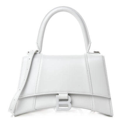 Balenciaga Shiny Box Calfskin Tonal B Small Hourglass Top Handle Bag White 1 of 11