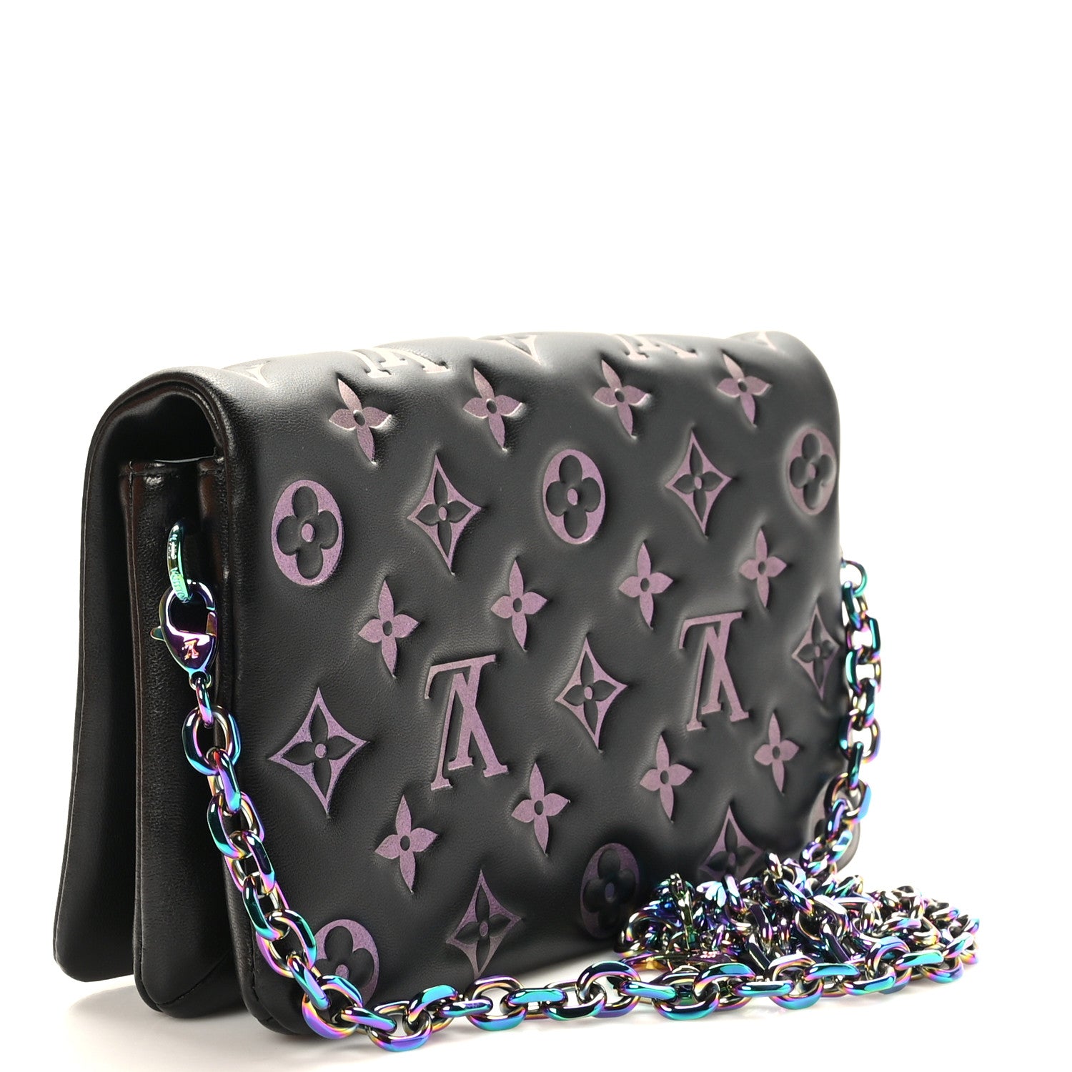 Louis Vuitton Lambskin Embossed Monogram Scarabeo Pochette Coussin Black 3 of 9