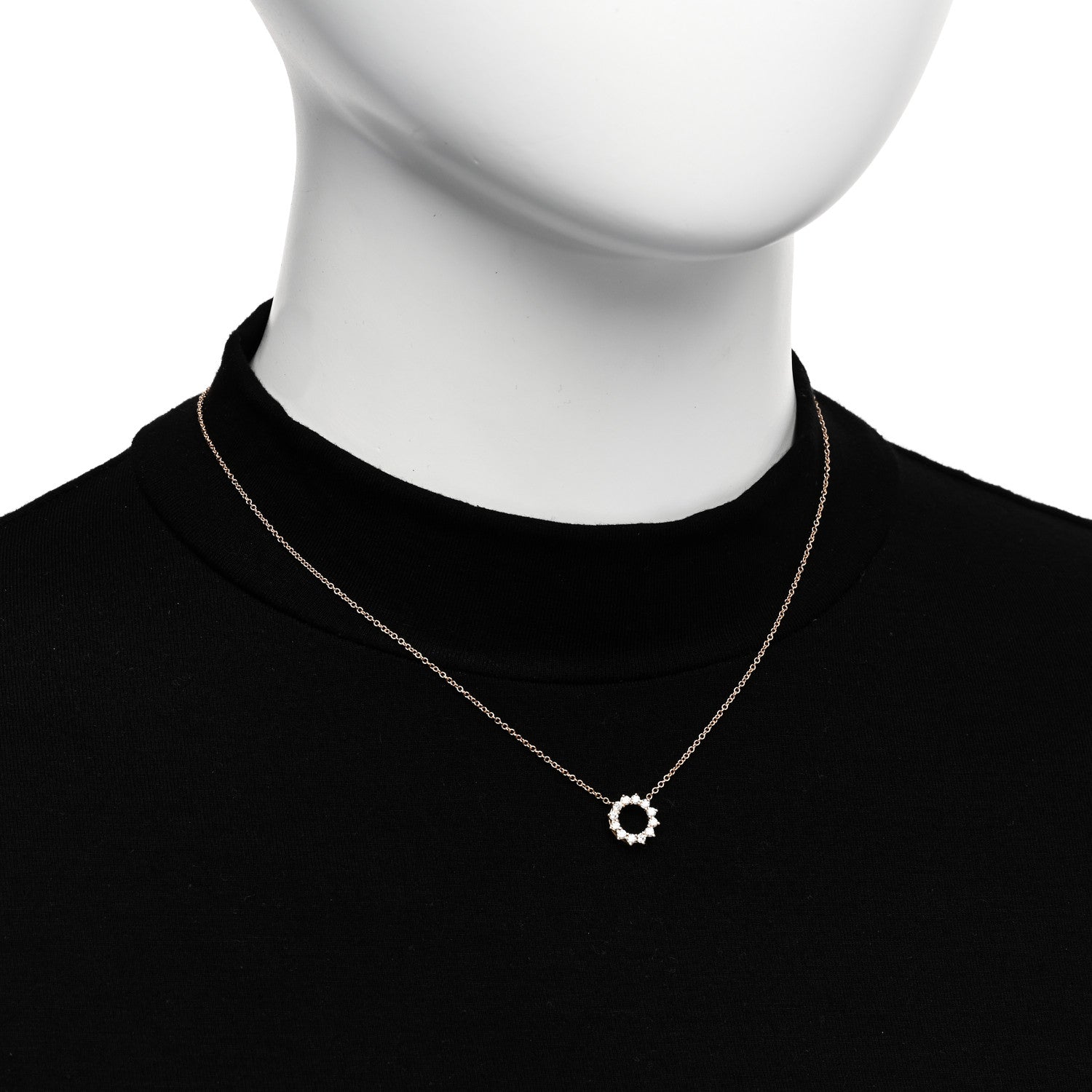 Tiffany 18K Rose Gold Diamond Mini Open Circle Pendant Necklace 2 of 4