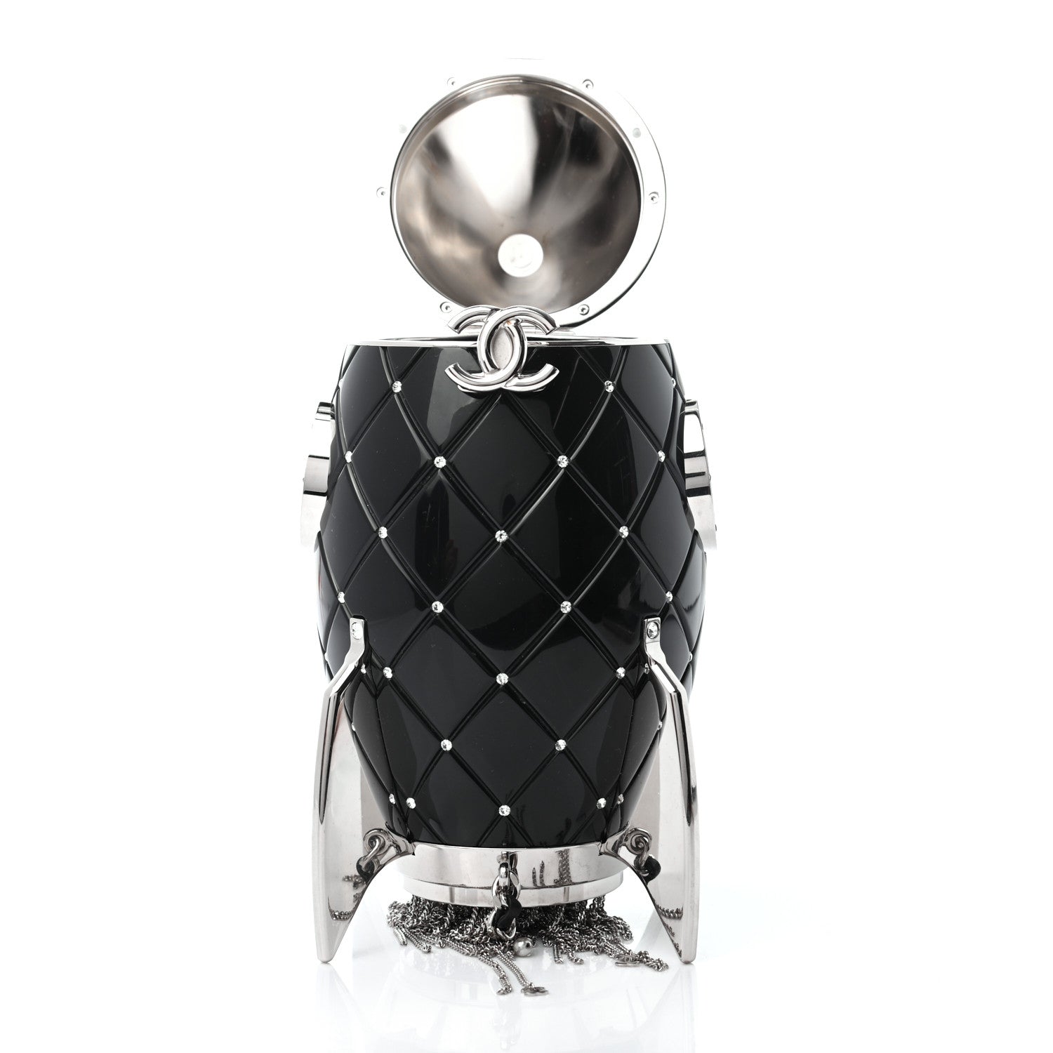 Chanel Plexiglass Crystal Rocket Ship Minaudière Clutch Black 3 of 8