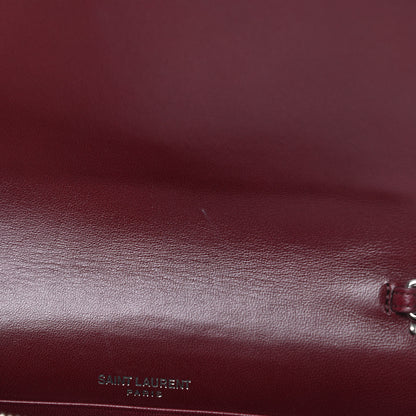 Saint Laurent Velvet Crystal Monogram Kate Tassel Shoulder Bag Burgundy 12 of 14