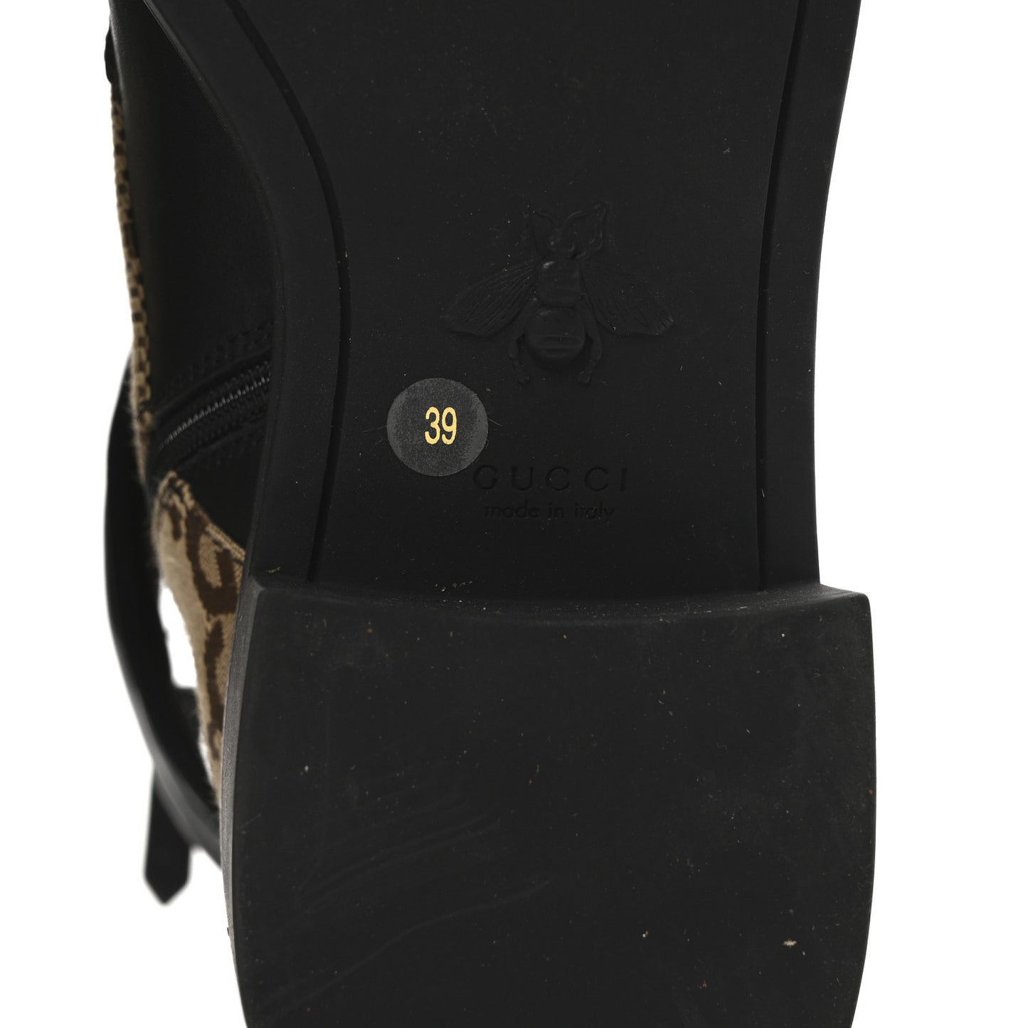 Flores Calfskin Monogram Maxi GG Nappa Matelasse Double G 40mm Ankle Boots 39 Black Camel Ebony